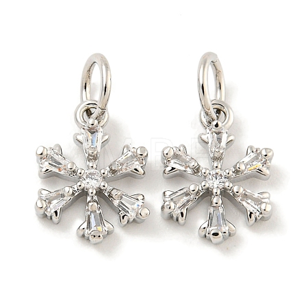 Rack Plating Brass Micro Pave Clear Cubic Zirconia Pendants KK-B093-04C-P-1