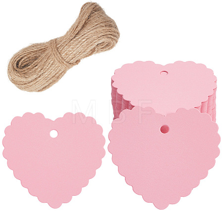 100Pcs Lace Edged Heart Paper Gift Tags CDIS-CP0001-01A-1