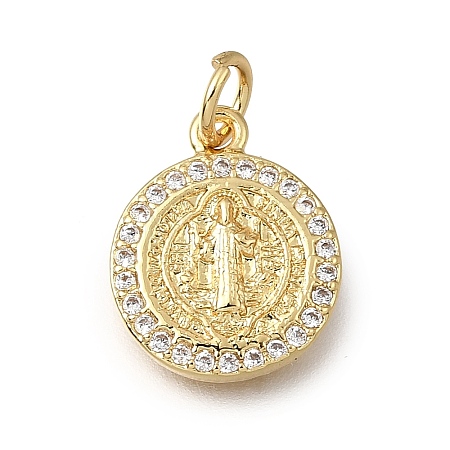Brass Clear Cubic Zirconia Charms KK-G602-10G-1
