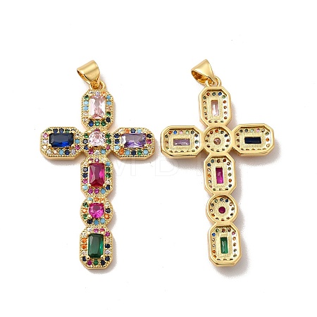 Rack Plating Eco-Friendly Brass Micro Pave Cubic Zirconia Pendants KK-A177-05G-1