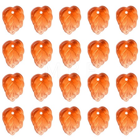 Autumn Theme Two-Tone Transparent Glass Charms GLAA-YW0001-53C-1
