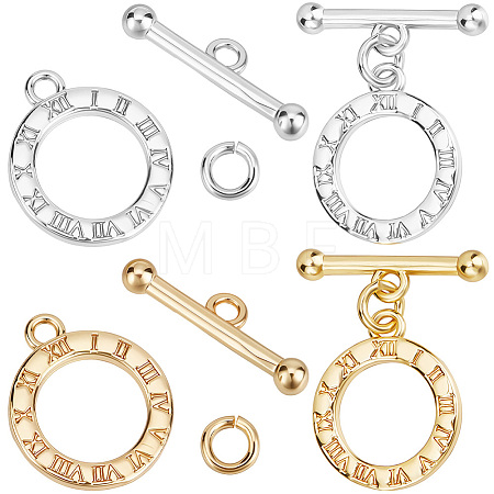 10Pcs 2 Styles Brass Toggle Clasps KK-BBC0023-30-1