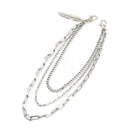 304 Stainless Steel Triple Layer Chains for Jeans Pants AJEW-E049-08P-1
