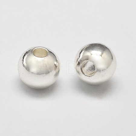 Rack Plating Brass Round Spacer Beads X-KK-I601-4mm-S-RS-1