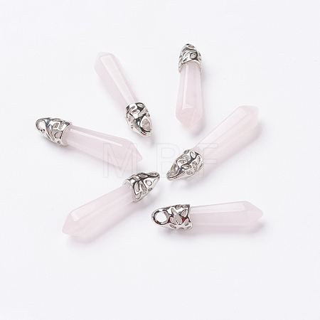 Natural Rose Quartz Pointed Pendants X-G-P309-05-1