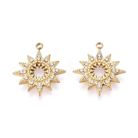 304 Stainless Steel Micro Pave Cubic Zirconia Pendants STAS-N115-55G-1