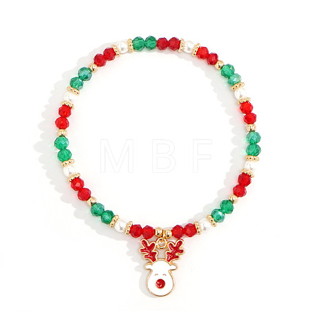 Christmas 304 Stainless Steel Enamel Charm Bracelets UB9806-2-1