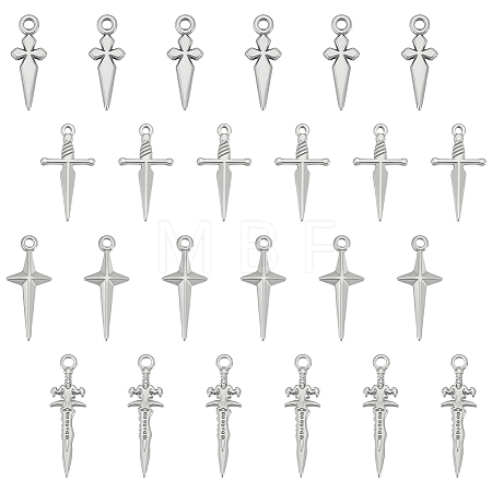 24Pcs 4 Styles 304 Stainless Steel Pendants STAS-UN0060-02-1