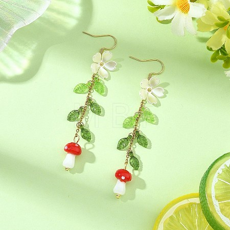 Acrylic & Handmade Lampwork & ABS Plastic Imitation Pearl  Dangle Earrings EJEW-JE07512-1