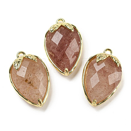 Natural Strawberry Quartz Faceted Pendants G-M431-06G-06-1