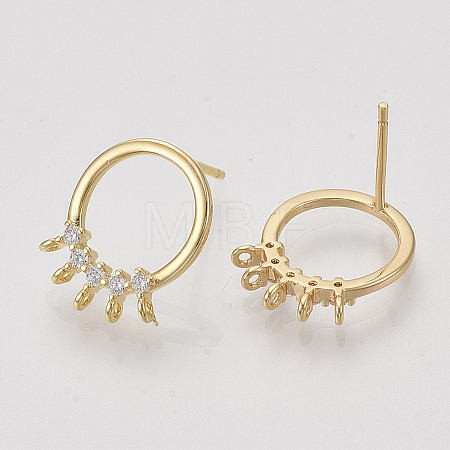 Brass Cubic Zirconia Stud Earring Findings KK-S350-026-1