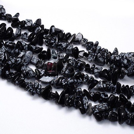 Natural Snowflake Obsidian Beads Strands G-O049-B-44-1