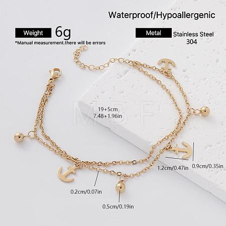 304 Stainless Steel Charm 2-Strand Bracelets for Women ER2642-6-1