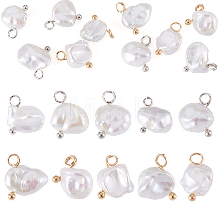 10Pcs 2 style Nuggets Natural Baroque Keshi Pearl Pendants PALLOY-TAC0304-1