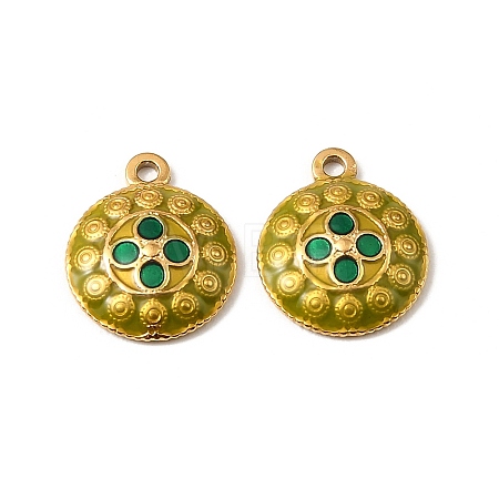 304 Stainless Steel Enamel Pendants STAS-I371-13G-03-1