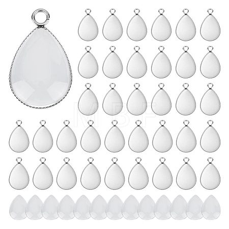 50Pcs 304 Stainless Steel Pendant Cabochon Settings STAS-UN0042-64-1
