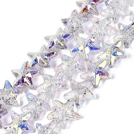 Electroplate Transparent Glass Beads Strands EGLA-Q136-01A-02-1