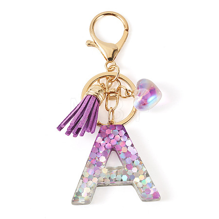 Alloy Resin Heart Keychains KEYC-TADJ0002-01G-A-1