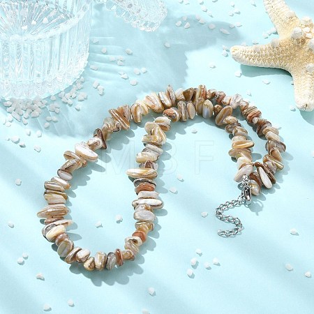 Natural Freshwater Shell Chip Beaded Necklaces NJEW-JN06271-1