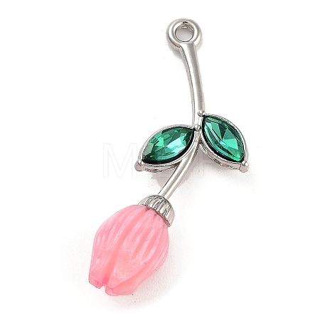Alloy Resin Flower Pendants PALLOY-U003-06P-02-1
