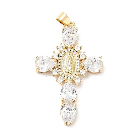 Rack Plating Brass Micro Pave Cubic Zirconia Pendants ZIRC-I059-15G-06-1