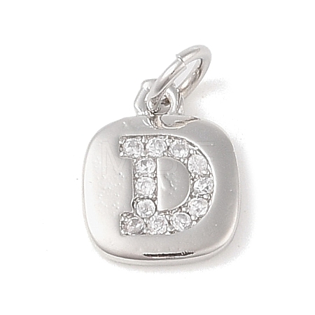 Rack Plating Brass Micro Pave CLear Cubic Zirconia Charms KK-E110-14P-D-1