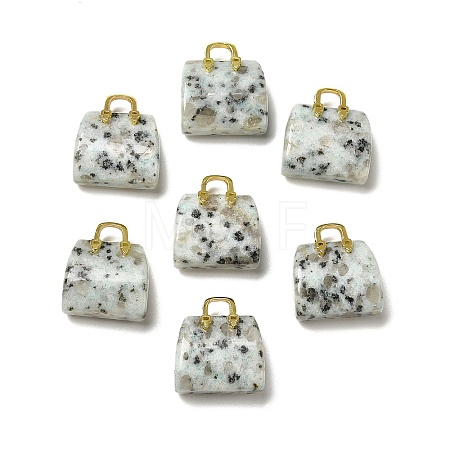 Natural Sesame Jasper Brass Pendants KK-E274-01G-23-1