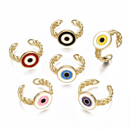 Brass Enamel Cuff Rings RJEW-N035-011-NF-1
