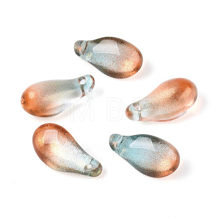 Transparent Glass Teardrop Charms GLAA-T030-03C-1
