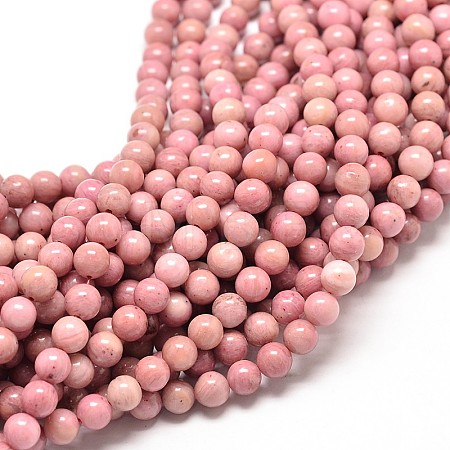 Natural Rhodonite Round Bead Strands X-G-P072-38-4mm-1