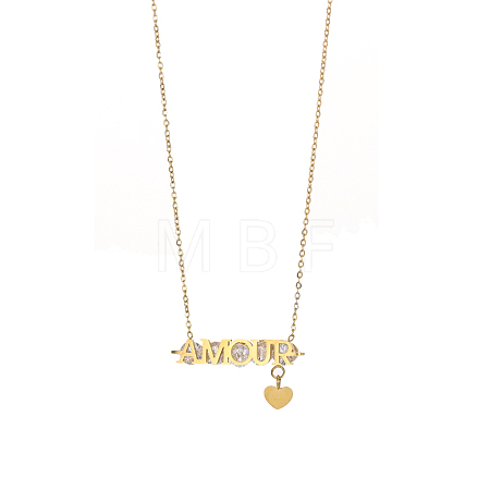 304 Stainless Steel Micro Pave Cubic Zirconia Pendant Necklaces NJEW-OY002-42G-1