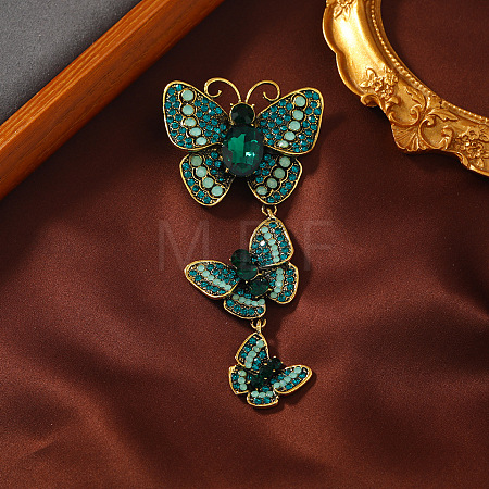 Creative Long Alloy Triple Butterfly Brooch PW-WG59366-04-1