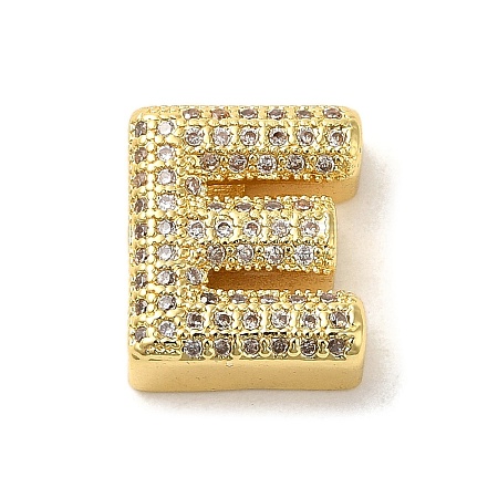 Brass Micro Pave Clear Cubic Zirconia Charms ZIRC-C009-01G-E-1