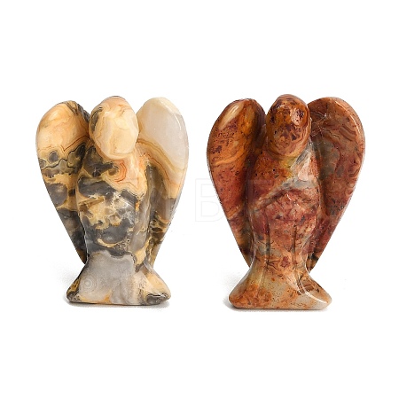 Natural Crazy Agate Carved Angel Figurines G-O200-03J-05-1