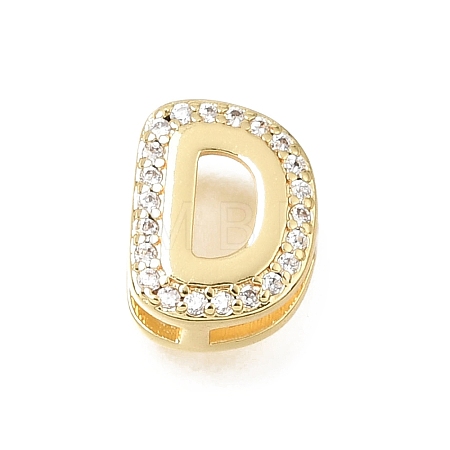 Brass Micro Pave Clear Cubic Zirconia Initial Spacer Bars KK-E802-34G-D-1