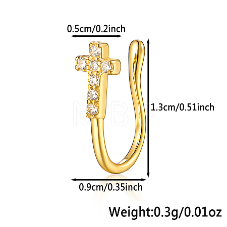 925 Sterling Silver Pave Clear Cubic Zirconia Cross Nose Rings MA2524-5-1