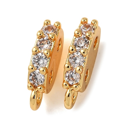 Brass Micro Pave Clear Cubic Zirconia 2-Hole Spacer Bars KK-K422-20G-1