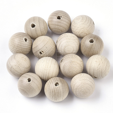 Natural Beech Wood Beads WOOD-T020-01D-1