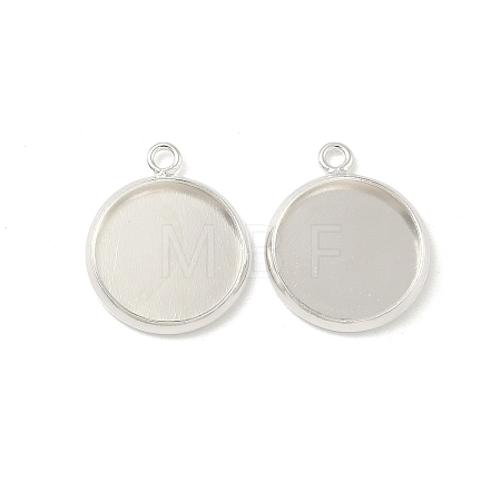 Flat Round Brass Pendant Cabochon Settings KK-K414-14E-S-1