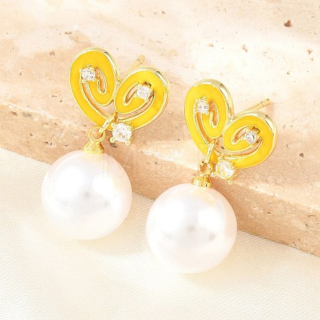 Valentine's Day Brass Clear Cubic Zirconia Dangle Stud Earrings EJEW-Z164-07G-04-1