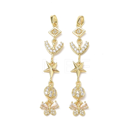 Brass Micro Pave Clear Cubic Zirconia Big Pendants CU-E004-01G-1