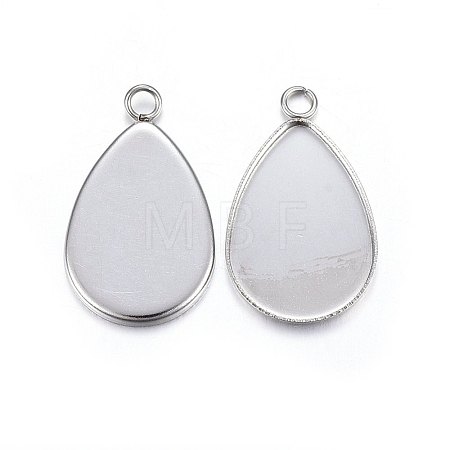 Tarnish Resistant 304 Stainless Steel Pendant Cabochon Settings STAS-P210-09P-01-1