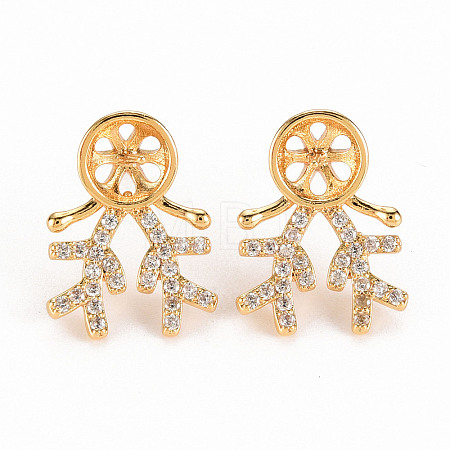 Brass Micro Pave Clear Cubic Zirconia Earring Findings KK-S356-256-NF-1