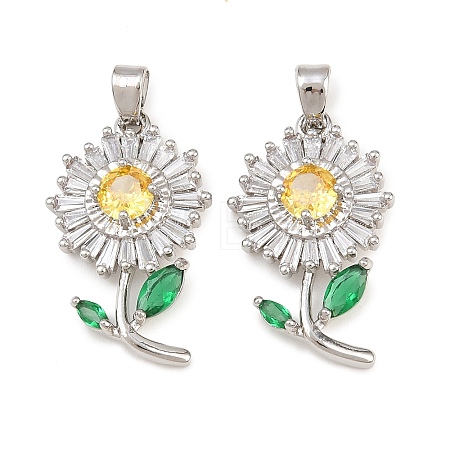Brass Micro Pave Cubic Zirconia Pendants KK-F917-07P-1