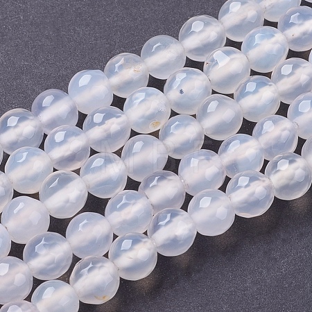 Natural White Agate Beads Strands G-G542-8mm-20-1