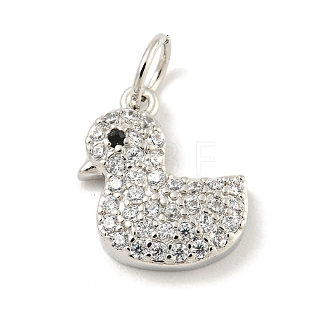 Rack Plating Brass Micro Pave Clear Cubic Zirconia Pendants KK-B093-02D-P-1