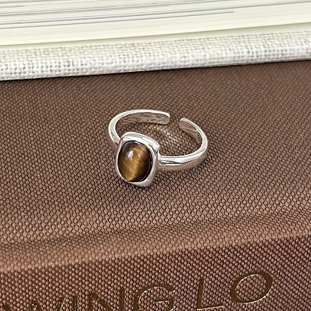 Brass with Tiger Eye Cuff Open Rings FS-WG4ACC0-04-1