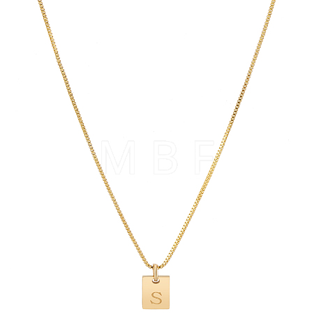 1Pc Stainless Steel Letter Rectangle Pendant Necklaces NJEW-LP0001-34S-G-1