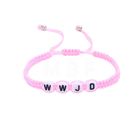 Adjustable Unisex Letter WWJD Acrylic Braided Bead Bracelets RA5830-2-1