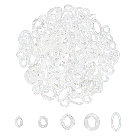100Pcs 5 Style Transparent Acrylic Linking Rings PACR-PH0001-03-1
